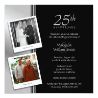 2 Photos Silver 25th Wedding Anniversary Party Invitation