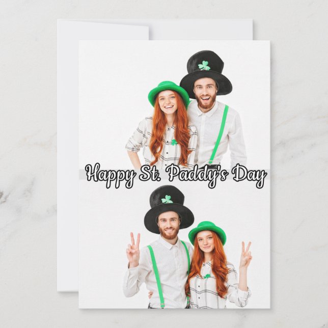 2-photos St Patrick's Day Shamrock Irish Celtic Holiday Card (Front)