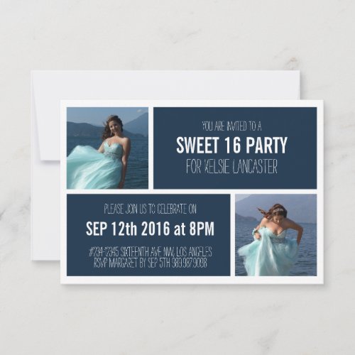 2 Photos Sweet Sixteen Birthday Party Invitation