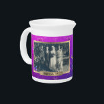2 Photos w/Purple Roses Beverage Pitcher<br><div class="desc">If you're looking for that perfect gift to showcase your special memories,  perhaps my butterfly and rose graphics framing them on a ceramic pitcher will be just the thing you're looking for!</div>