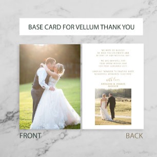 2 photos wedding gold thank you base for vellum card