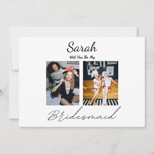 2 Photos Will You Be My Bridesmaid Proposal Invitation (Front)