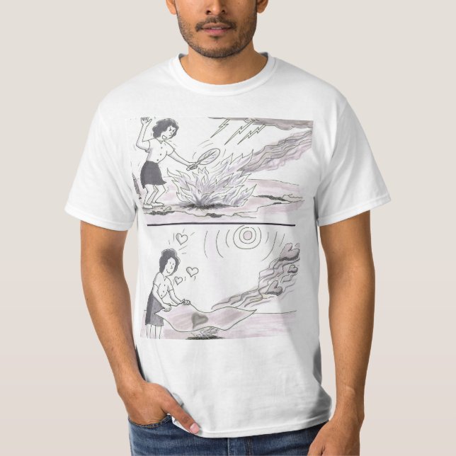 2 Pics: Woman Fanning Flames Making Worse Blanket T-Shirt (Front)