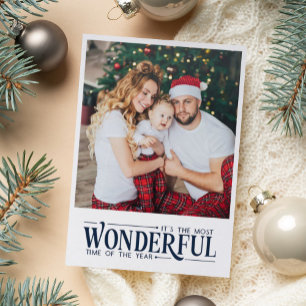 2 pictures modern simple Christmas Letterpress Photo Cards