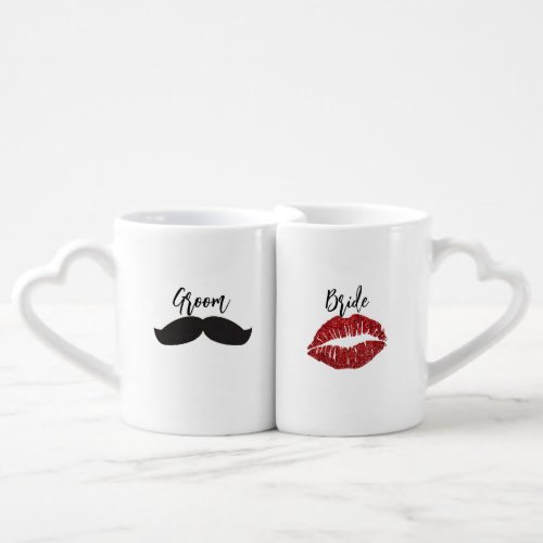 2 Piece Bride   Groom Coffee Mugs New Couple Coffee Mug Set