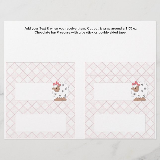 2 Pink Baby Shower Favor Custom Candy Bar Wrappers (Front)