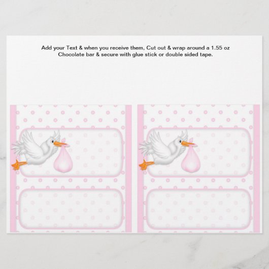 2 Pink Baby Shower Favor Custom Candy Bar Wrappers (Front)