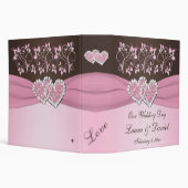 2" Pink, Brown Floral Joined Hearts BINDER (Background)