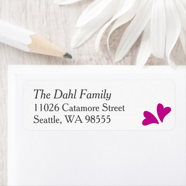 2 Pink Hearts Return Address Label (Insitu)