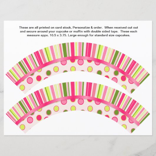2 Polka Dot Birthday Personalize Cupcake Wrappers (Front)