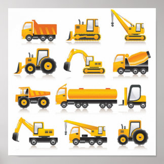 Construction Vehicles Posters | Zazzle