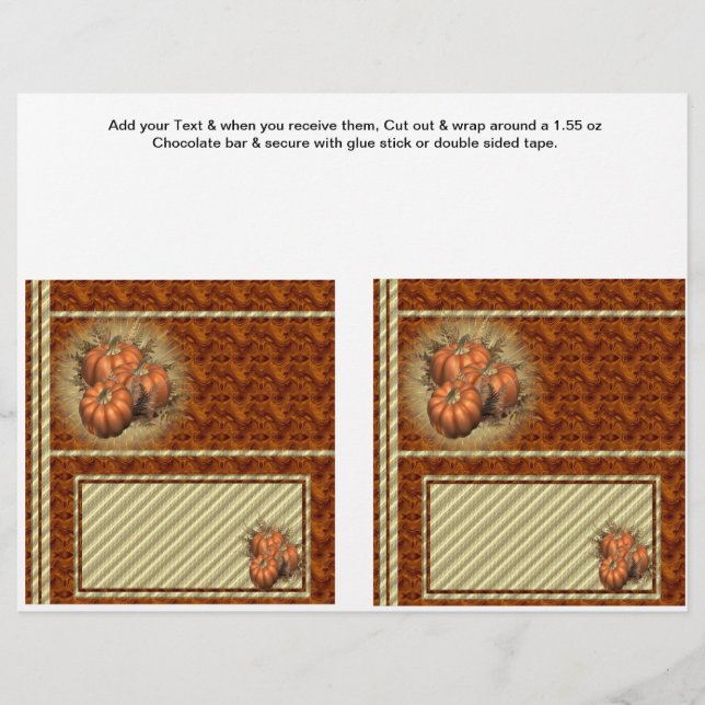 2 Pumpkin Fall Custom Hersheys Candy Bar Wrappers (Front)