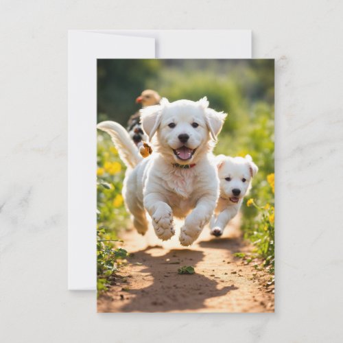 2 Puppies Playing Thank You Card