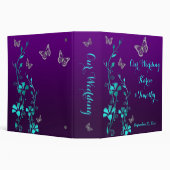2" Purple, Teal Floral, Butterfly Wedding Binder (Background)