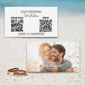 2 QR Codes Wedding Website Wedding Registry Photo Enclosure Card
