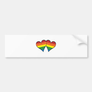 2 Rainbow Hearts Bumper Sticker