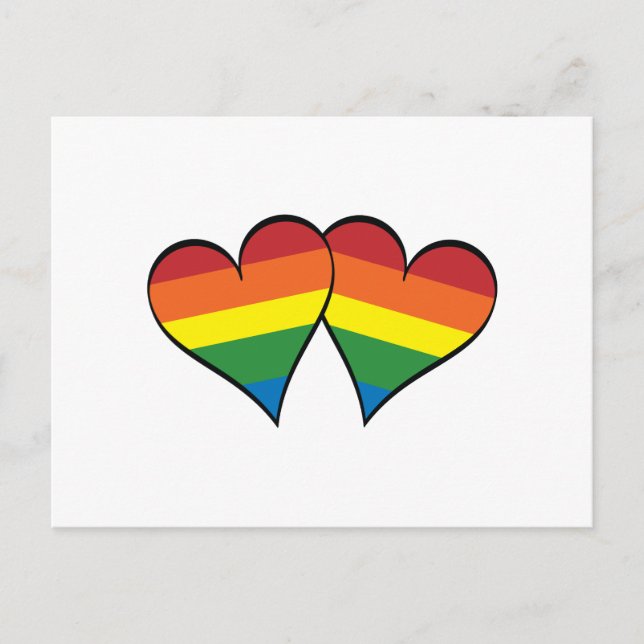2 Rainbow Hearts Postcard (Front)