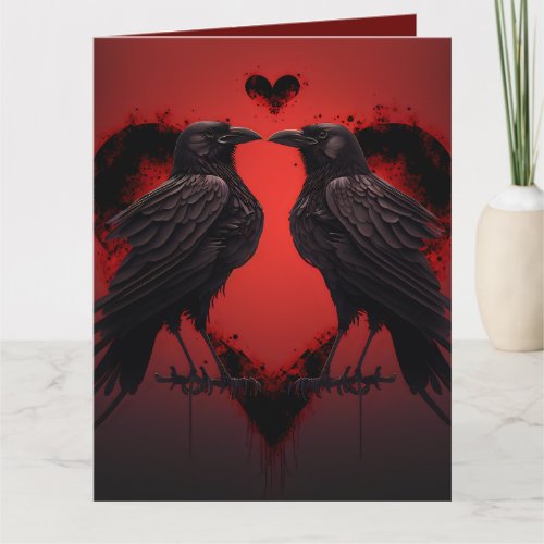 2 Raven and Gothic Heart Card