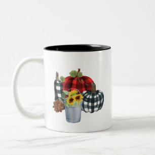 #2 Red & Black & White Buffalo Plaid Fall Mug