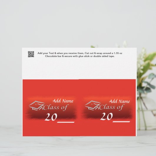 2 RED Graduation Favor Custom Candy Bar Wrapper (Standing Front)