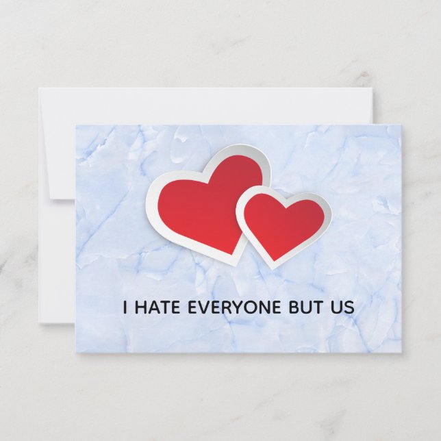 2 Red Hearts - I Hate Everyone But Us Typography (Front)