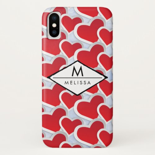 2 Red Hearts Repeating Pattern Cute iPhone X Case