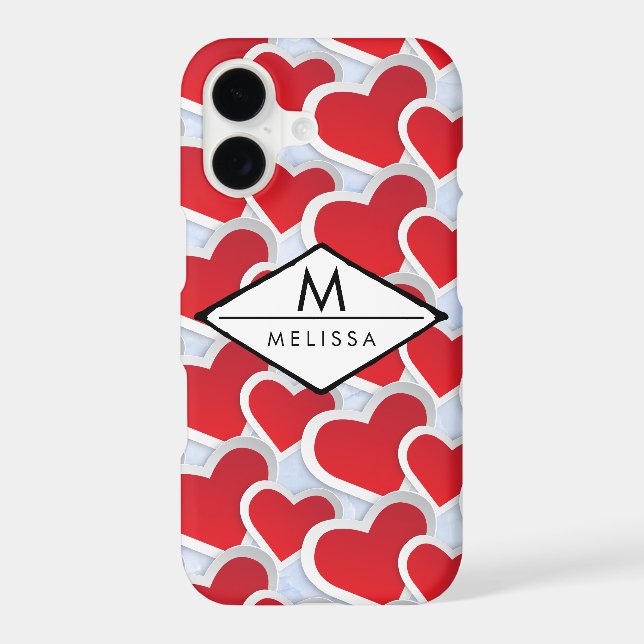 2 Red Hearts Repeating Pattern Cute Iphone Case (Back)