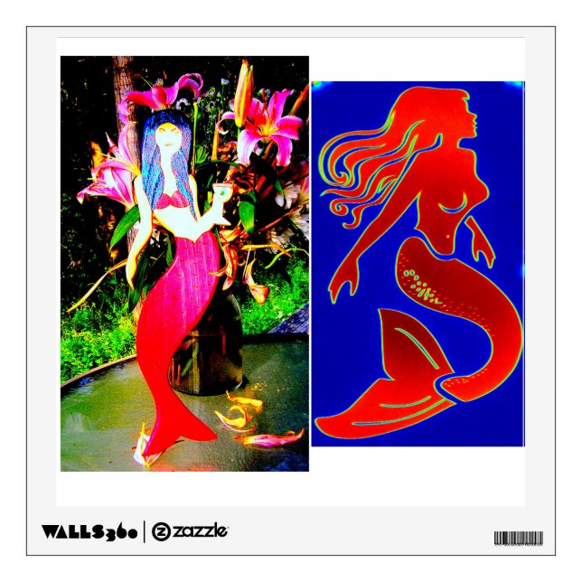 2 red  mermaids wall decal (Front)