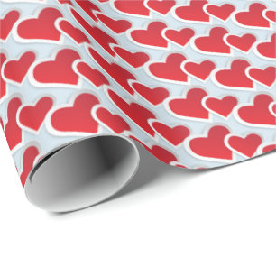 2 Red Paper Hearts in a Repeating Pattern