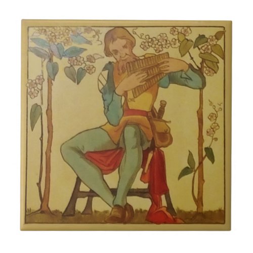 2 Repro Copeland Medieval Minstrels Music Theme Ceramic Tile