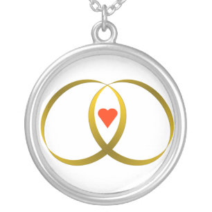 2 rings & heart silver plated necklace