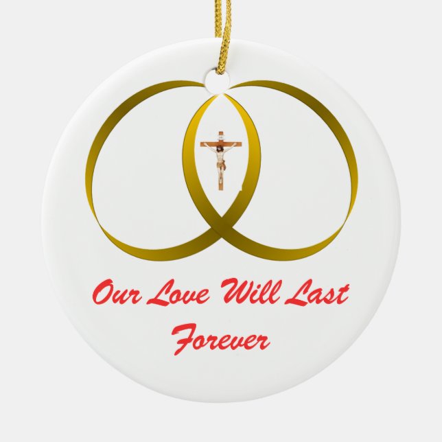 2 rings & JESUS, Ceramic Ornament (Front)