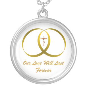 2 rings & JESUS, Our Love Will Las Silver Plated Necklace