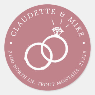 2 Rings Minimal Solid Rose Gold Color Classic Round Sticker