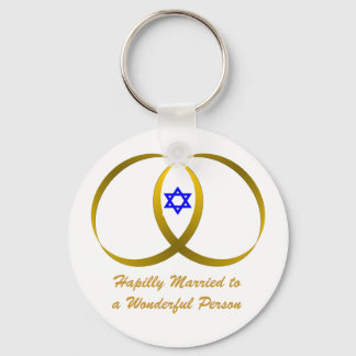 2 rings & STAR of DAVID, Hapilly Married Keychain