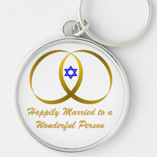 2 rings & STAR of DAVID, Happily Married Keychain