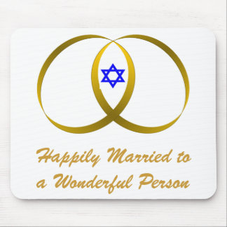 2 rings & STAR of DAVID, Happily Married... Mouse Pad