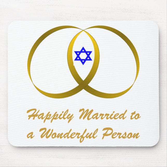 2 rings & STAR of DAVID, Happily Married... Mouse Pad (Front)