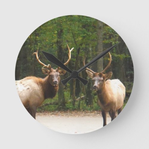 2 Rocky Mountain Elk Round Clock