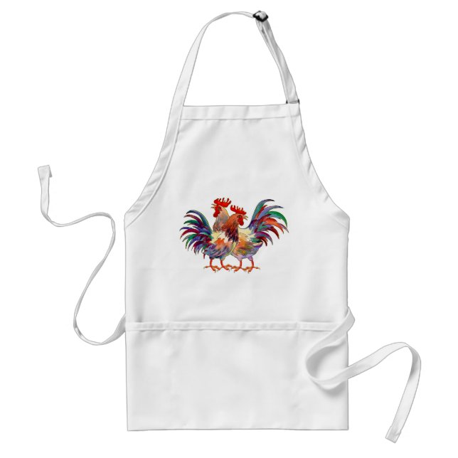 2 ROOSTERS by SHARON SHARPE Adult Apron (Front)