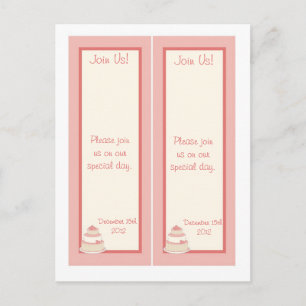 2 Rose/Creme Wedding Cake Save the Date Bookmarks Announcement Postcard