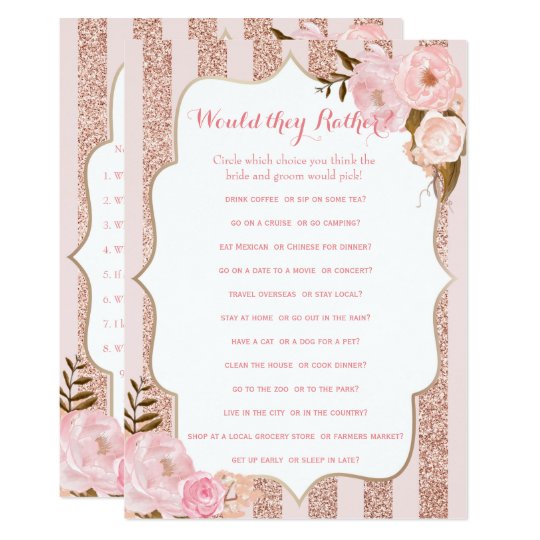 2 Rose Gold And Pink Bridal Shower Games Invitation Zazzle Com