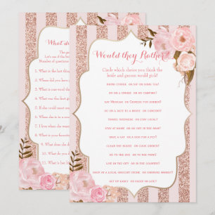 2 Rose Gold and Pink Bridal Shower Games Invitation