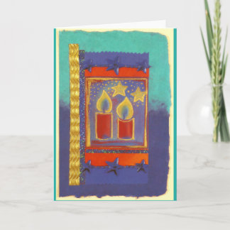 2 ROTE WEIHNACHTSKERZEN im PASTELL-COLLAGE-DESIGN Holiday Card