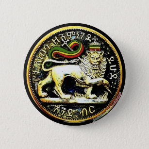 2¼" Round Ethiopian Lion of Judah Coin Badge Button