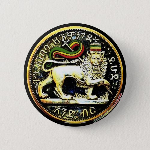 2 Round Ethiopian Lion of Judah Coin Badge Button