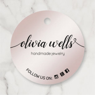 2" Round Rose Gold Signature Script Hang Tags