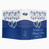 2" Royal Blue, White Floral Joined Hearts BINDER (Background)