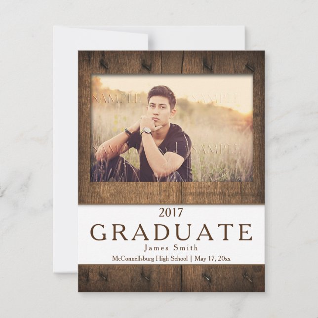 #2 Rustic Barn Wood Photo Graduation Announcement (Front)