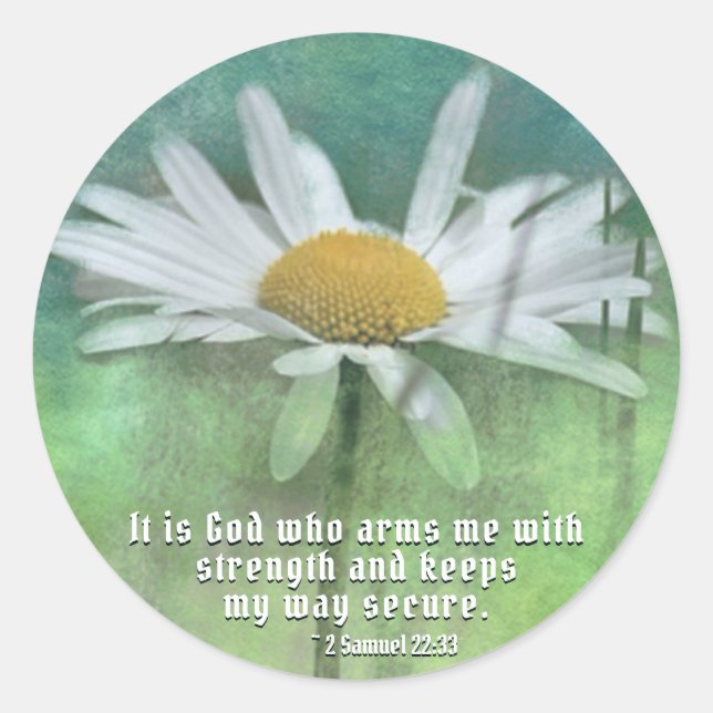 2 Samuel 22:33 It is God who arms me with strength Classic Round Sticker (Front)